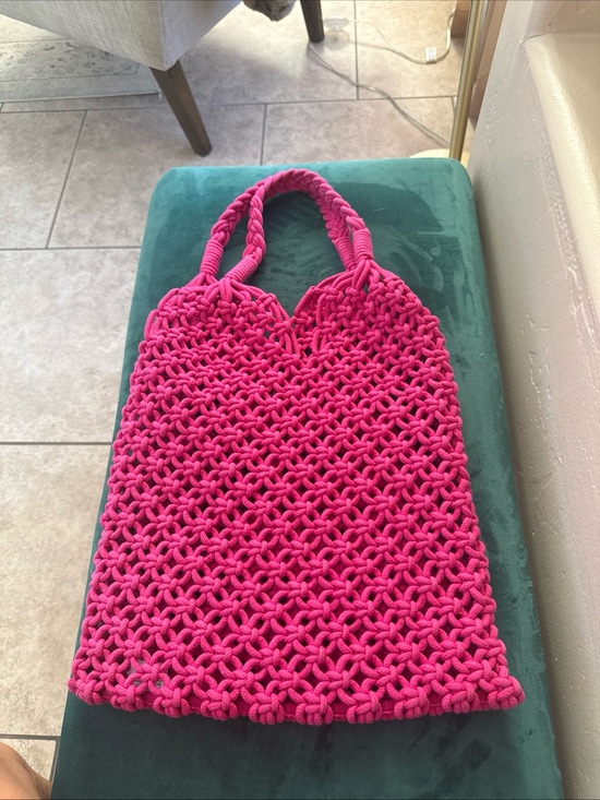 J. Crew Handbags - J. Crew Hot Pink Rope Macramé Tote Bag